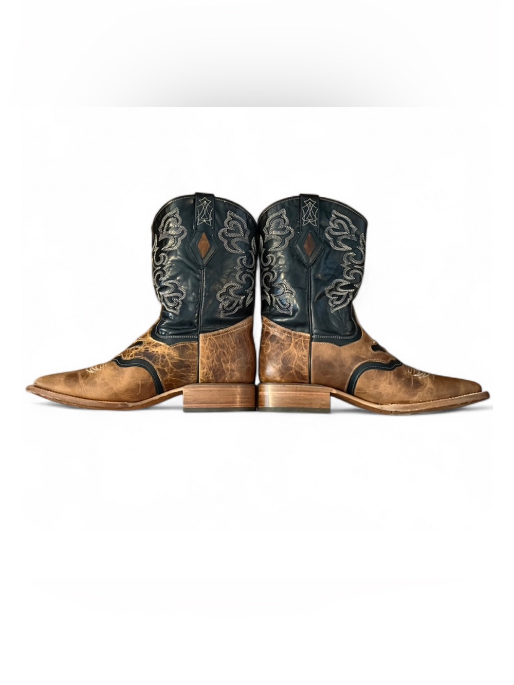 J.B. Dillon Classic Two-Tone Western Cowboy Boots in Brown & Black - Picture 4 of 6